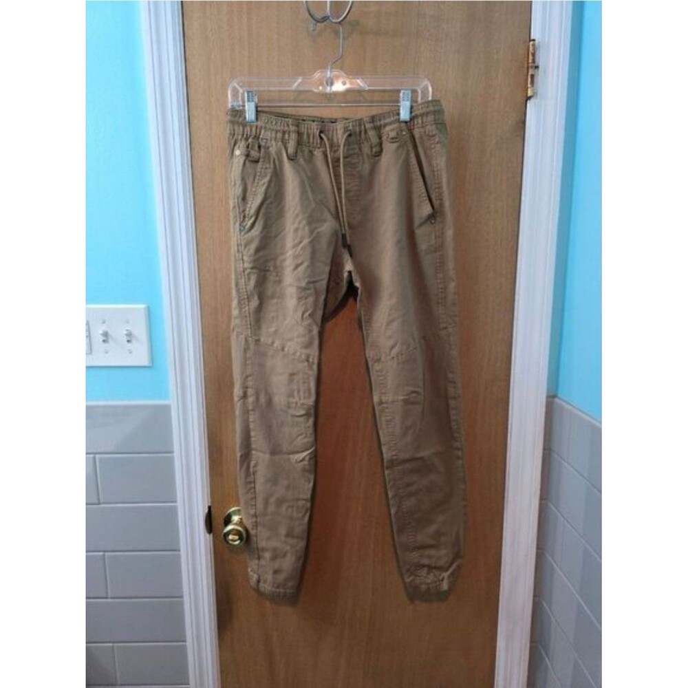 Men's Tan Jogger Pants with Drawstring Waist